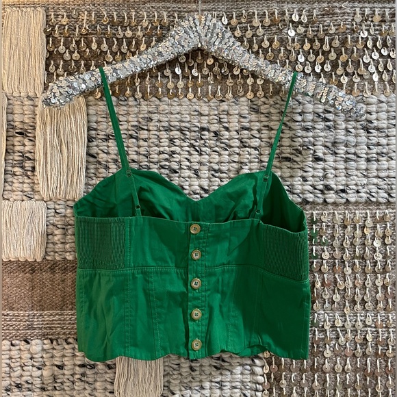 💚 NWT Maeve Anthropologie lead green button front scalloped cropped tank sz 2 - Picture 5 of 10